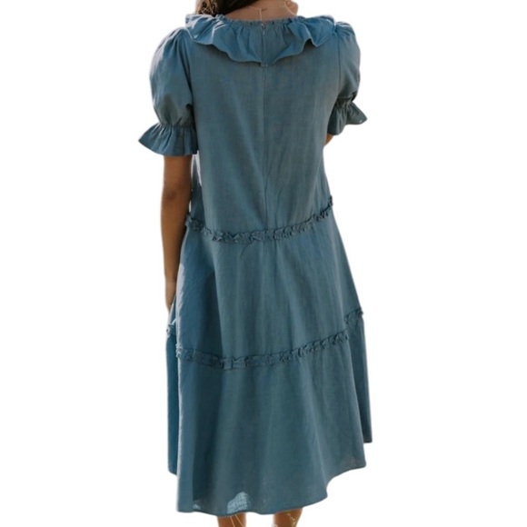 ROOLEE x Lauren Virginia Linen Cottagecore Boho Ruffled Prairie Dress XXS NWT - Picture 8 of 9